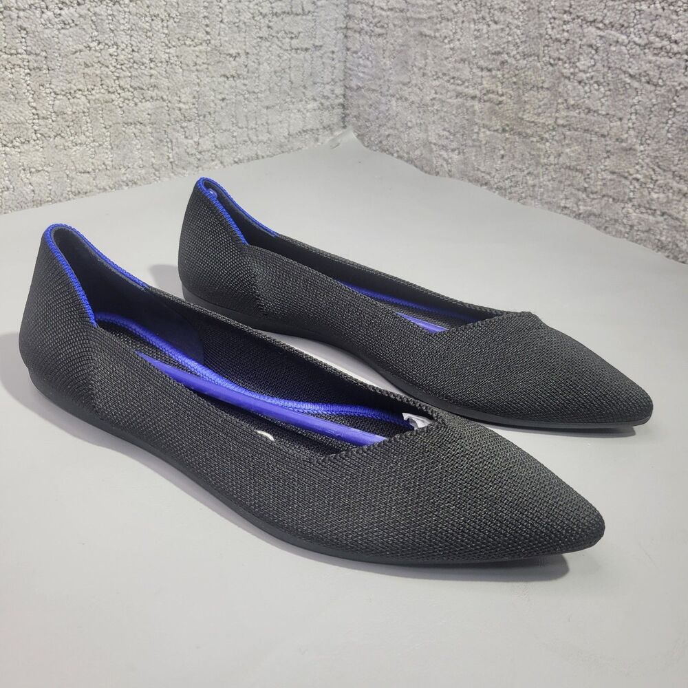 Rothy's The Point Women's Size 7.5 Black Solid Lightweight Knit Ballet Flats